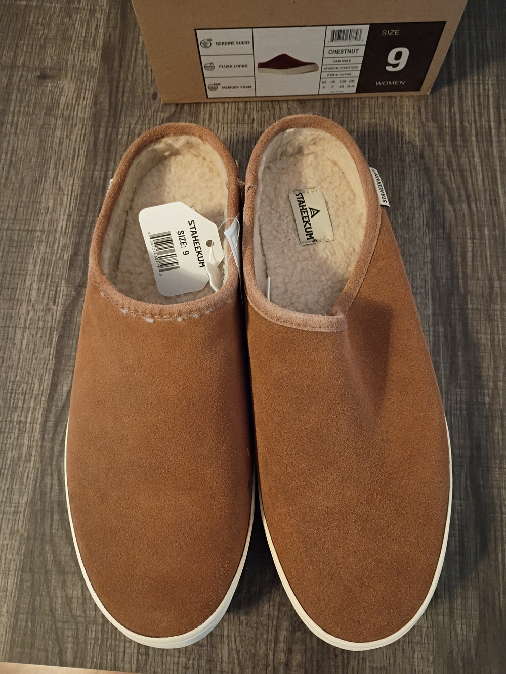 STANLEYKUM Chestnut Suede Sherpa-Lined Slip-On Flats
